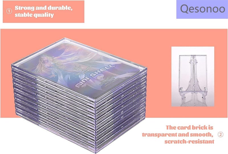 Qesonoo Cards Sleeves Top Loaders 10 Hard Acrylic Card Protector Clear Card Brick + 1 Display Stand Fit for Trading Cards Standard Sports Cards Baseball Card Holder Cases Collectibles White - Image 5